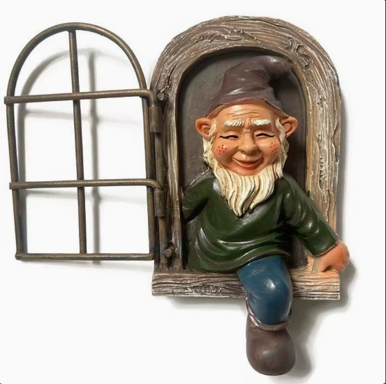 Elf Out The Door Garden Gnome Statue | Tree Hugger Decor Garden Gnome Statue Oasis Select Man