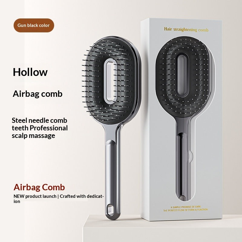 Fluffy Air Cushion Massage Comb – Volume & Detangling Hair Styling Comb Oasis Select Gun Black