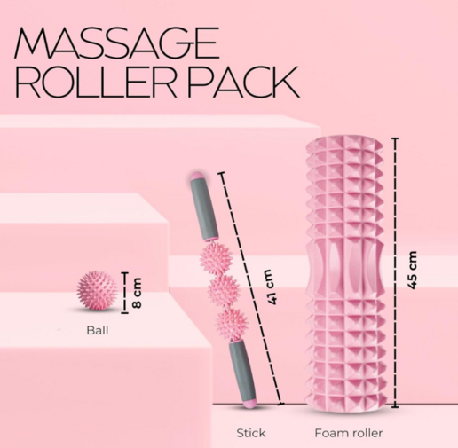 Dual-Zone Foam Roller Set – Massage Stick & Spike Ball Foam Roller Set Oasis Select