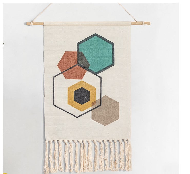 Nordic Woven Tapestry Wall Hanging with Fringe | 50x70cm Decorative Wall Tapestry Oasis Select Style2 50X70