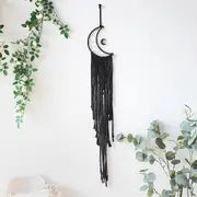Handmade Black Star & Moon Cotton Rope Dream Catcher Boho Wall Hanging Oasis Select Black moon