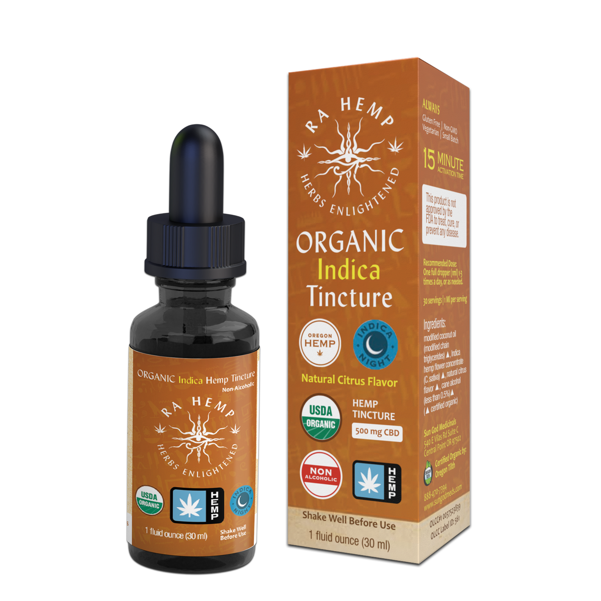 Organic Indica Hemp MCT Oil Tincture 500mg | Full Spectrum Hemp Oil Tincture Oasis Select