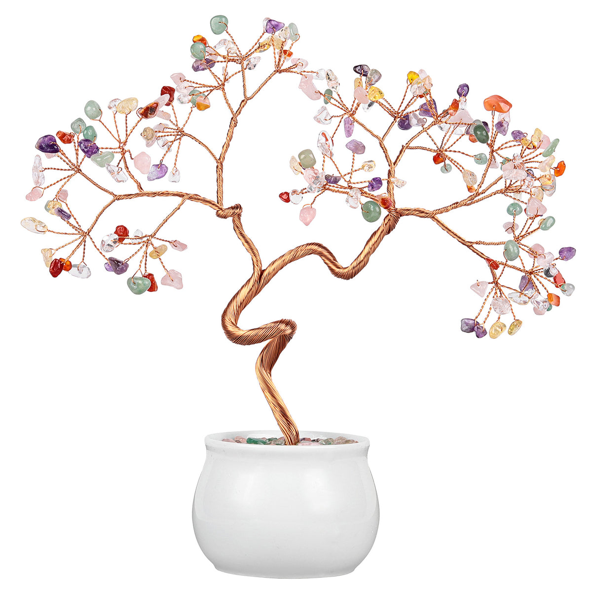 Natural Crystal Stone Tree with Ceramic Pot | Home Decor Crystal Decorative Tree Oasis Select Color
