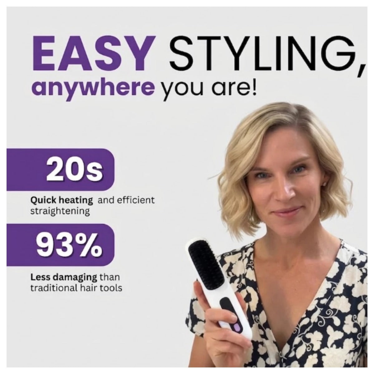 GoBrush PRO Cordless Straightening Brush | Travel Hair Tool Cordless Hair Brush Oasis Select