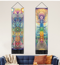 Seven Chakras Tapestry Banner | Cotton Linen Wall Art Decor Wall Tapestry Banner Oasis Select