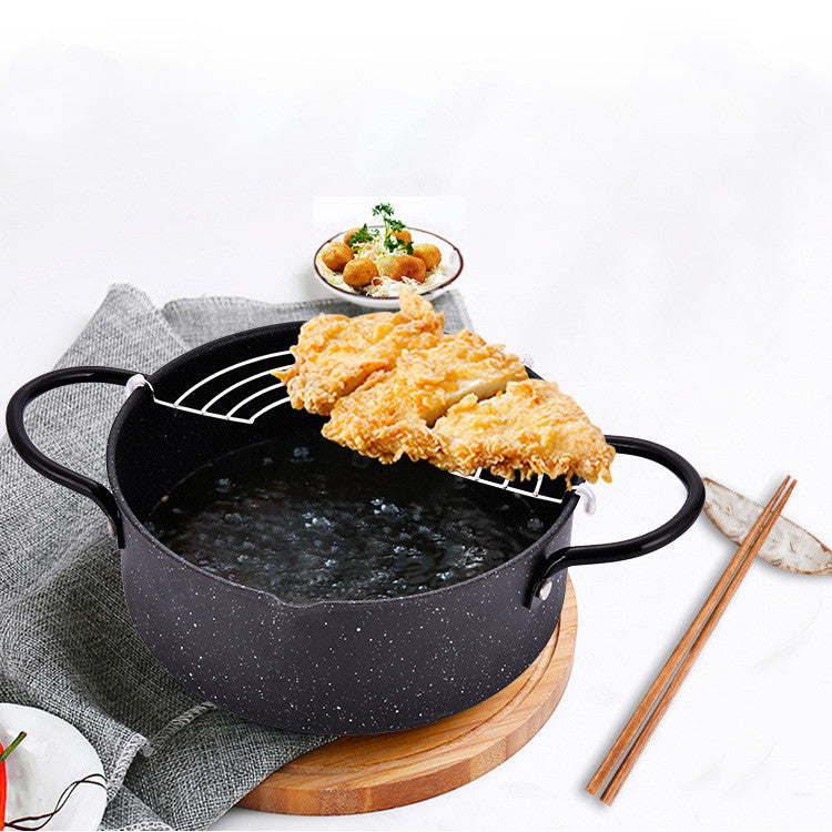 Japanese Oil-Saving Frying Pot – 20cm Non-Stick Iron Fryer Deep Frying Pot Oasis Select