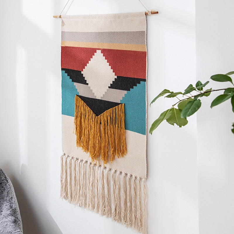 Nordic Woven Tapestry Wall Hanging with Fringe | 50x70cm Decorative Wall Tapestry Oasis Select