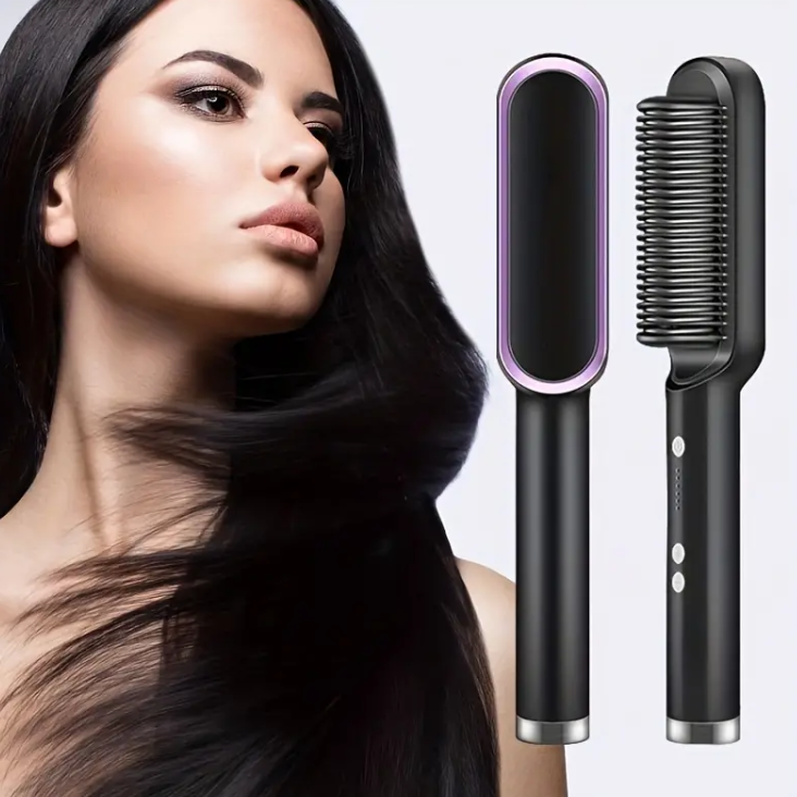 2-in-1 Negative Ion Hair Straightening & Curling Comb Hair Styling Comb Oasis Select