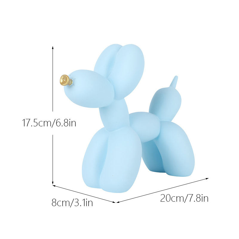 Colorful Balloon Dog Figurine | European Water Transfer Art Decor Decorative Figurine Oasis Select Sky Blue Gold Mouth