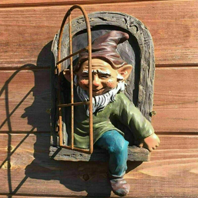 Elf Out The Door Garden Gnome Statue | Tree Hugger Decor Garden Gnome Statue Oasis Select