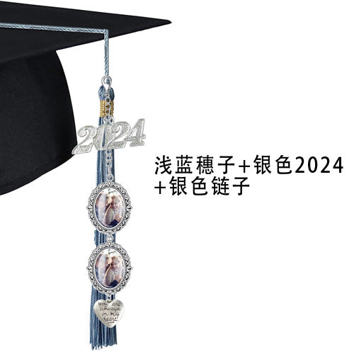 DIY 2024 Graduation Photo Frame with Tassels & Gems Graduation Photo Frame Oasis Select Light blue