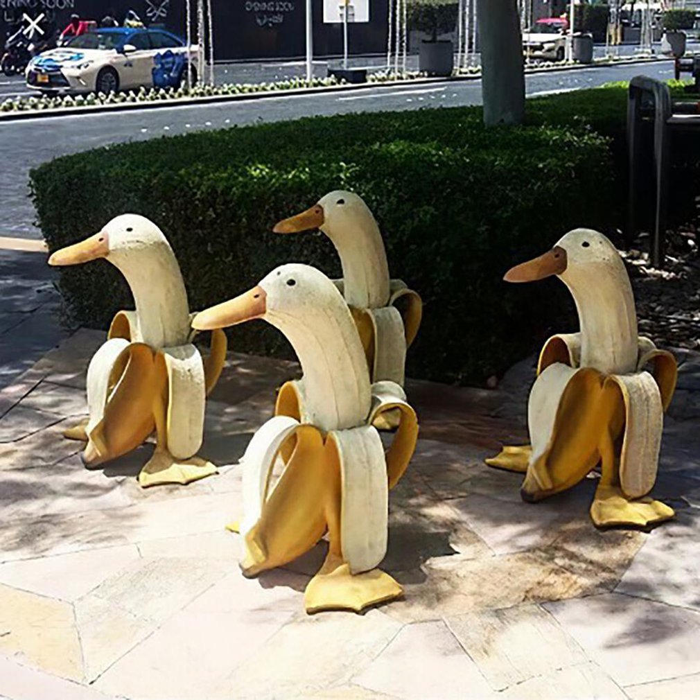 Banana Duck Garden Sculpture – Whimsical Vintage Resin Decor Garden Sculpture Oasis Select