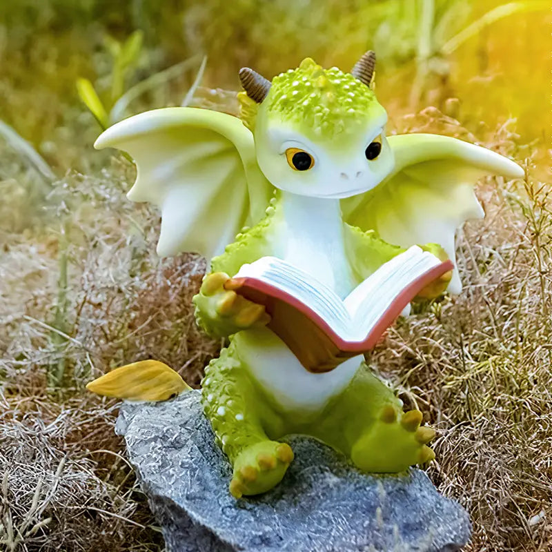 Cartoon Dinosaur Reading Book Resin Figurine | Home Decor Resin Figurine Oasis Select