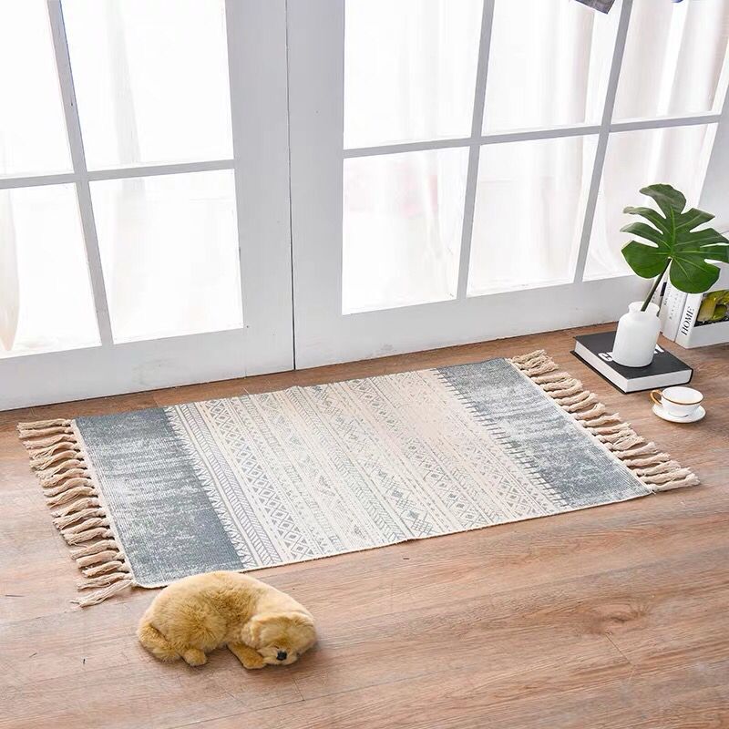 Nordic Cotton Linen Area Rug – Non-Slip, 60×90cm, 11 Designs Cotton Linen Area Rug Oasis Select Retro 60x90