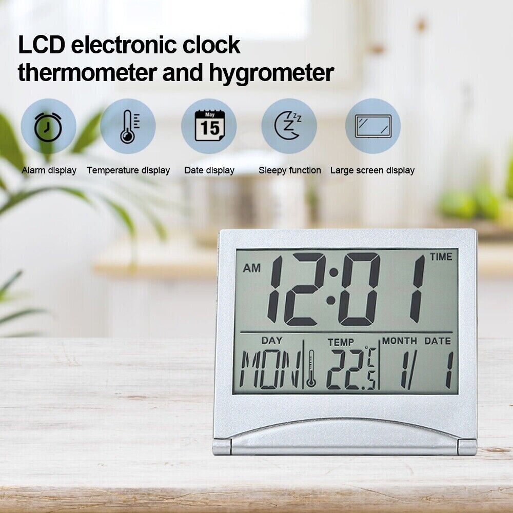 Digital Travel Alarm Clock Foldable LCD Temperature Display Digital Alarm Clock Oasis Select