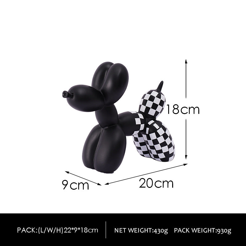 Colorful Balloon Dog Figurine | European Water Transfer Art Decor Decorative Figurine Oasis Select White Lattice on black background