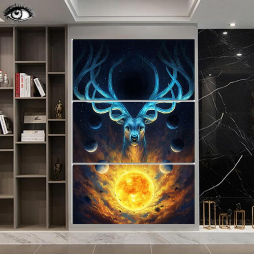 Deer Sun Canvas Wall Art – Nature Home Decor 20x40cm Canvas Wall Art Oasis Select Without frame