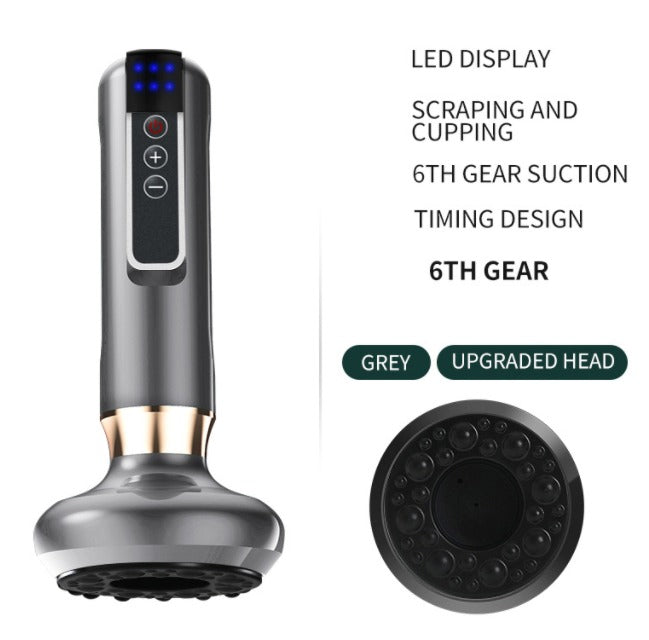Electric Vacuum Cupping Massager with Infrared Heat & Gua Sha Vacuum Cupping Massager Oasis Select Grey 6speed charging, USB