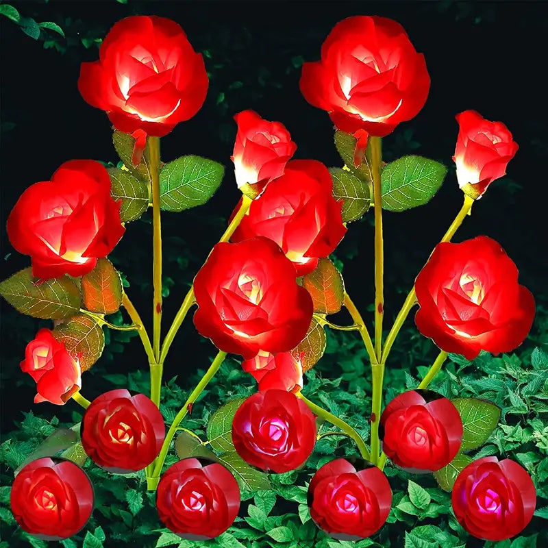 Color-Changing Solar Garden Rose Lights – Set of 5 Solar Garden Lights Oasis Select