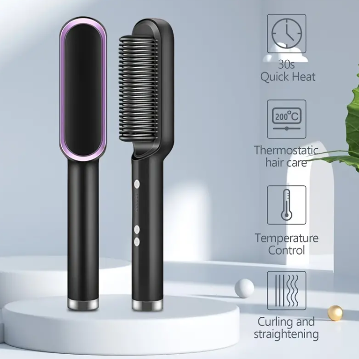 2-in-1 Negative Ion Hair Straightening & Curling Comb Hair Styling Comb Oasis Select