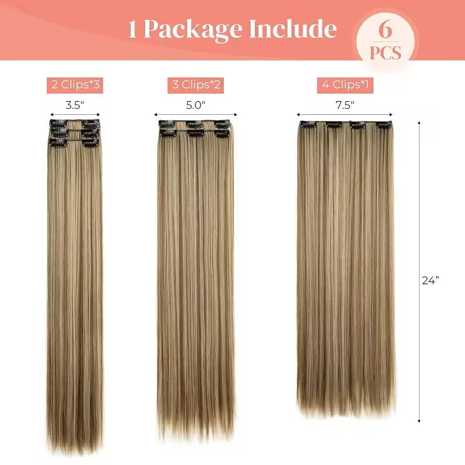Clip-In Synthetic Hair Extensions 24 Inch | 16 Clips Clip-In Hair Extensions Oasis Select