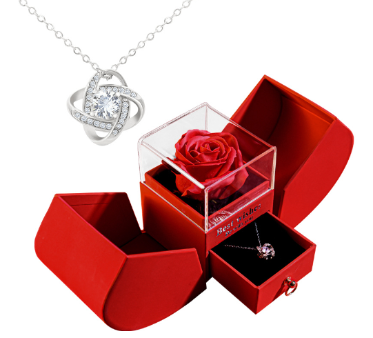 White Gold Necklace with Real Rose – Elegant Pendant Rose Pendant Necklace Oasis Select 3