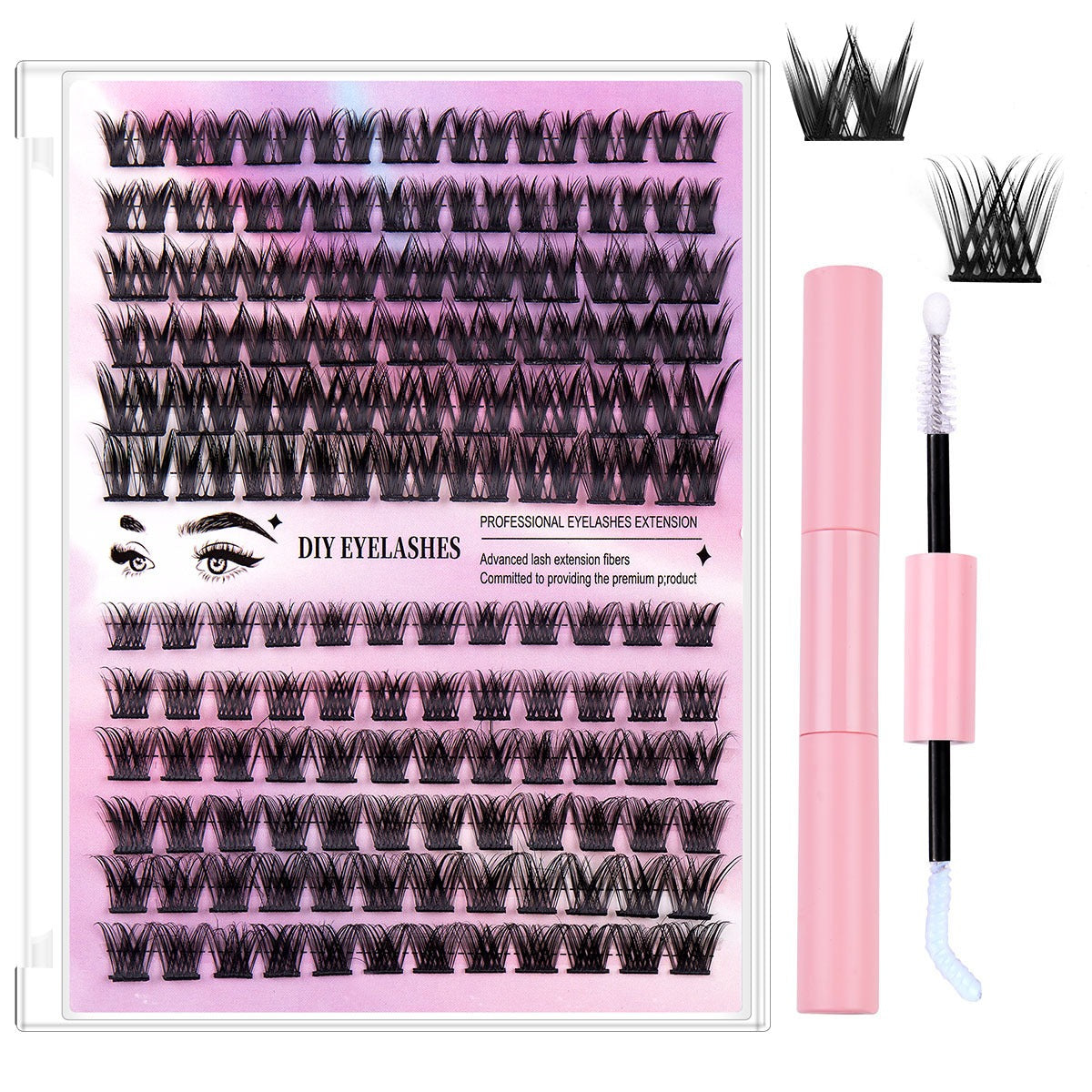 Segmented Fishtail False Eyelashes DIY Lash Kit | Oasis Select False Eyelash Kit Oasis Select Pink Double-headed Glue Style4