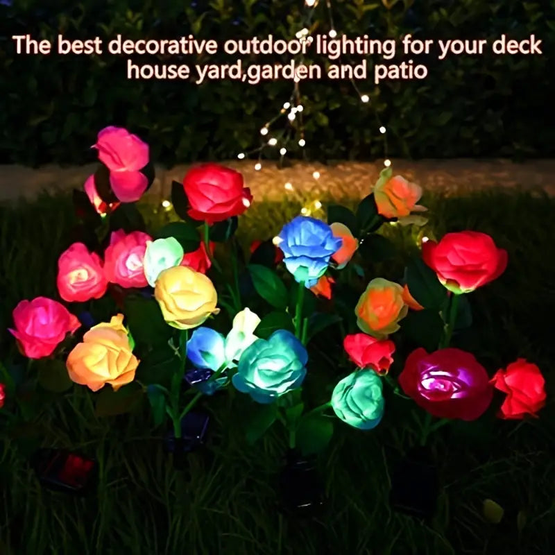 Color-Changing Solar Garden Rose Lights – Set of 5 Solar Garden Lights Oasis Select