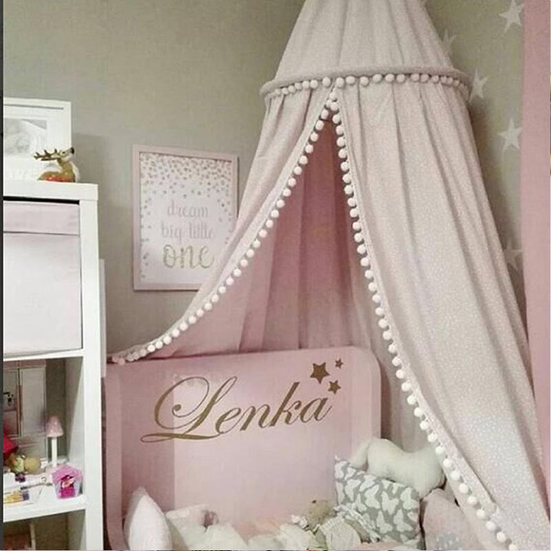 Kids Pom Pom Canopy Bed Tent & Mosquito Net | 240cm Dome Kids Bed Canopy Oasis Select Pink