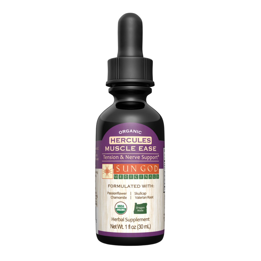 Hercules Muscle Ease Organic Herbal Tincture – 4-Herb Blend Herbal Tincture Oasis Select 1 oz.