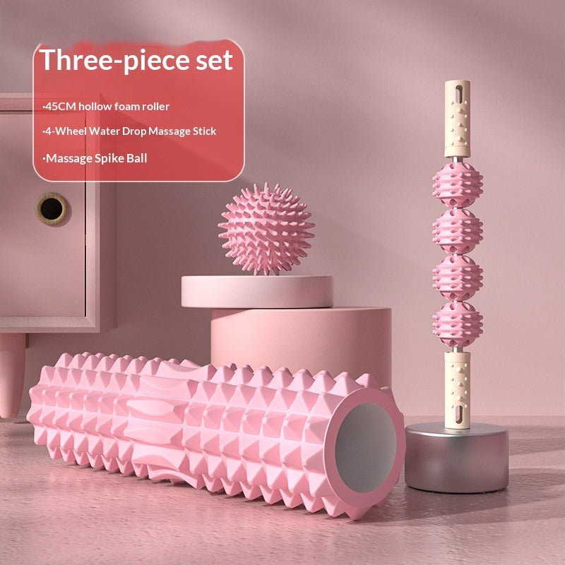 Dual-Zone Foam Roller Set – Massage Stick & Spike Ball Foam Roller Set Oasis Select Pink 45cm Hollow