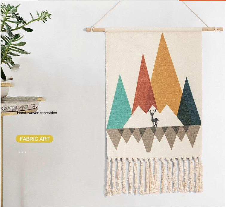 Nordic Woven Tapestry Wall Hanging with Fringe | 50x70cm Decorative Wall Tapestry Oasis Select Style6 50X70