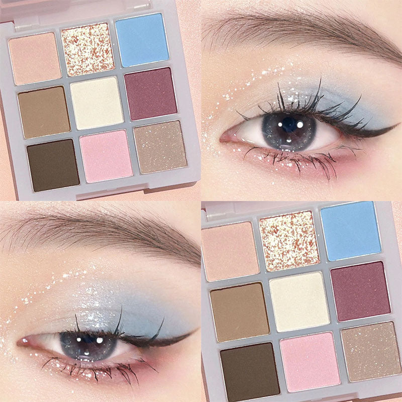 DIKALU Sunset Glow 9-Color Eyeshadow Palette | Matte & Shimmer Eyeshadow Palette Oasis Select 11# Secret Realm Blue