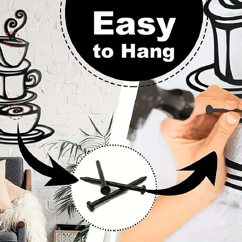 Black Metal Coffee Cup Wall Art | Kitchen & Café Decor Metal Wall Art Oasis Select