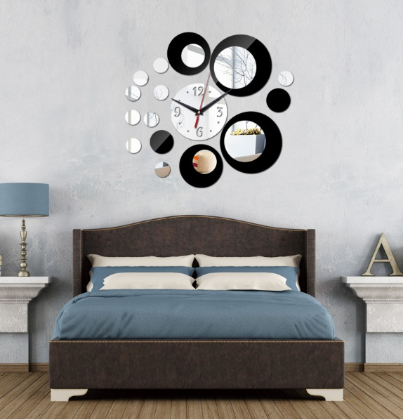 DIY 3D Acrylic Mirror Wall Clock – Modern European Style Decorative Wall Clock Oasis Select Black