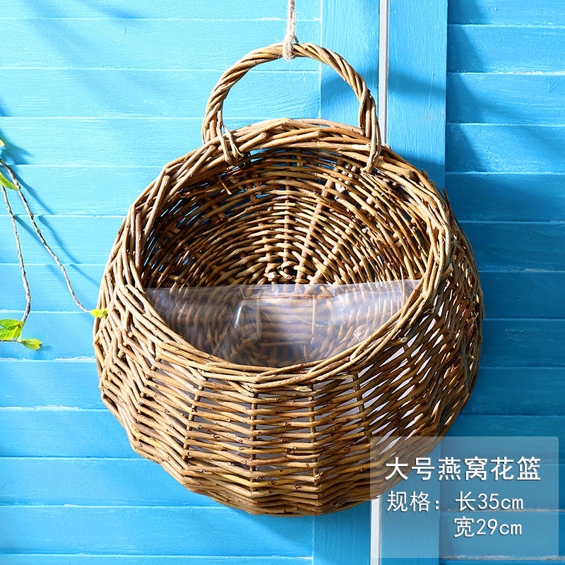 Wicker Wall-Mounted Hanging Basket for Flowers & Plants Wicker Wall Planter Oasis Select Original Willow color 30cm