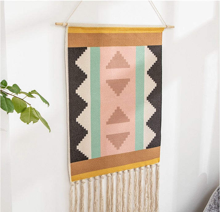 Nordic Woven Tapestry Wall Hanging with Fringe | 50x70cm Decorative Wall Tapestry Oasis Select Style3 50X70