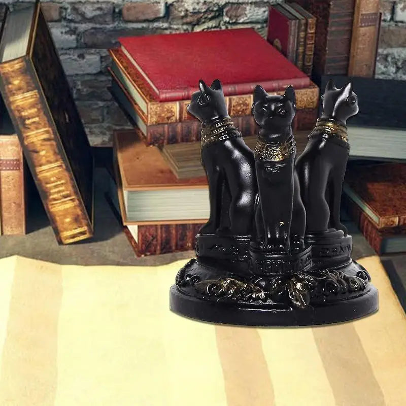 Bastet Cat Goddess Statue with Crystal Base | Egyptian Decor Decorative Figurine Oasis Select