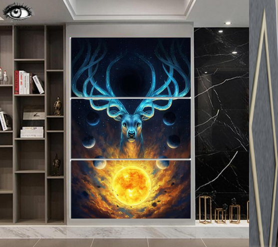 Deer Sun Canvas Wall Art – Nature Home Decor 20x40cm Canvas Wall Art Oasis Select With frame