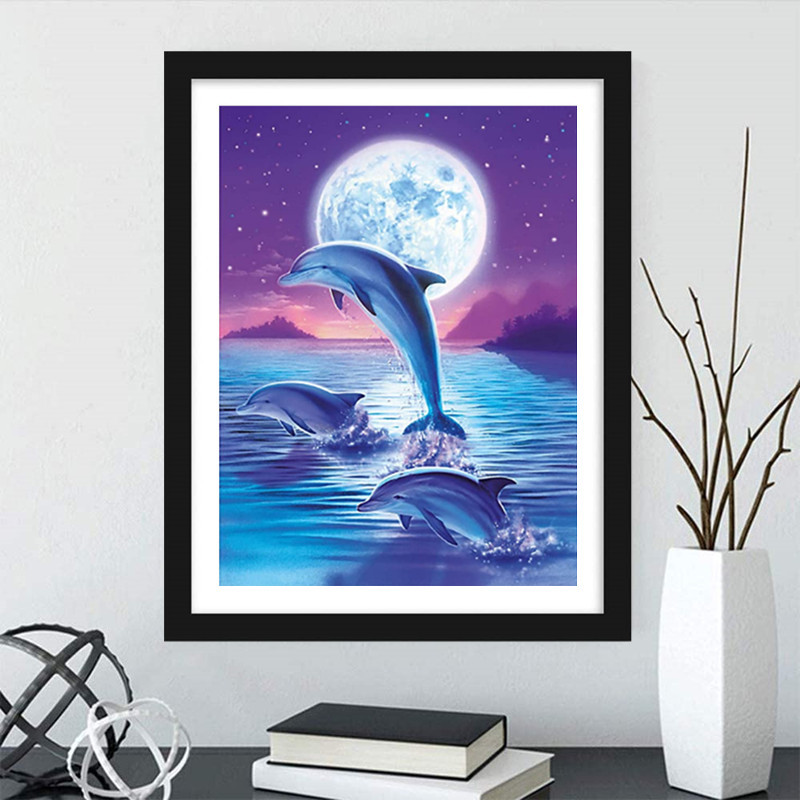 5D Dolphin Diamond Painting Kit – DIY Round Drill Art Diamond Painting Kit Oasis Select
