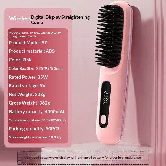 GoBrush PRO Cordless Straightening Brush | Travel Hair Tool Cordless Hair Brush Oasis Select Pink 2 Standard