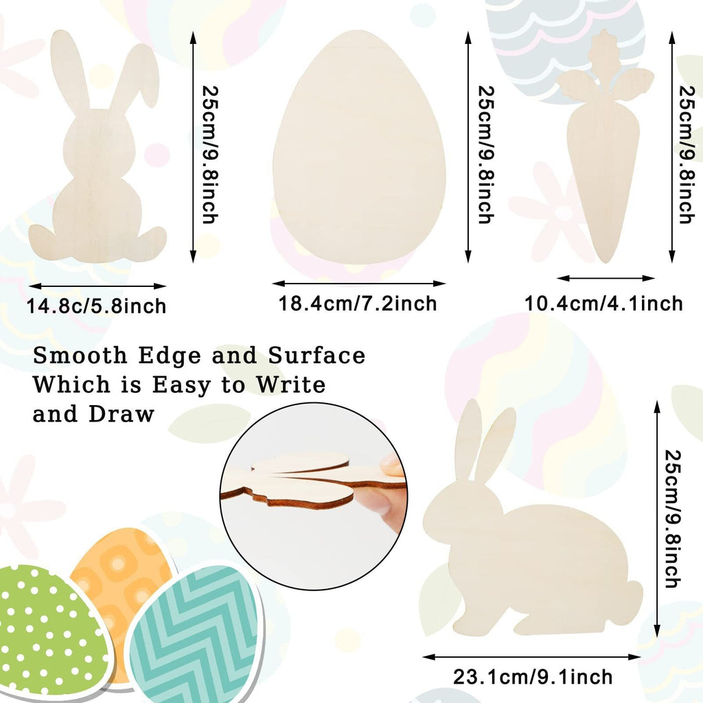 8-Piece Easter Wooden Bunny & Carrot DIY Decor Set DIY Wooden Craft Set Oasis Select