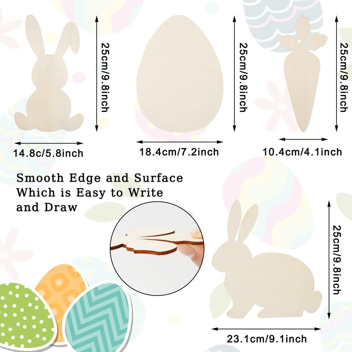8-Piece Easter Wooden Bunny & Carrot DIY Decor Set DIY Wooden Craft Set Oasis Select