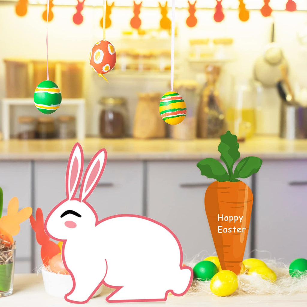 8-Piece Easter Wooden Bunny & Carrot DIY Decor Set DIY Wooden Craft Set Oasis Select