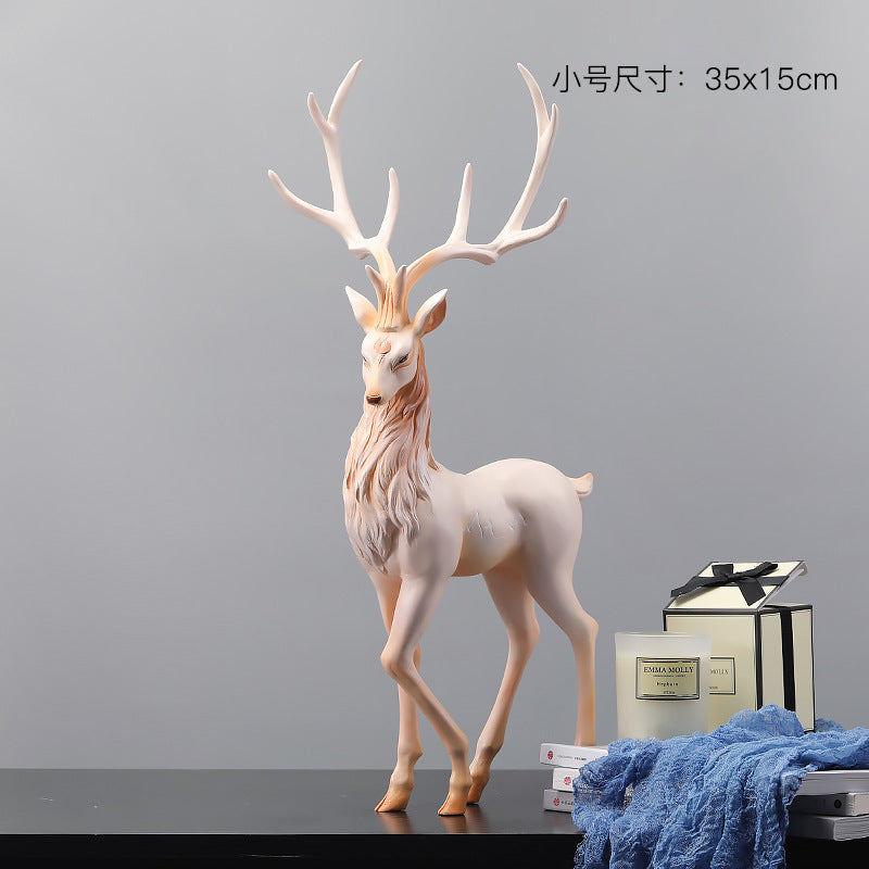 Elegant Resin Deer Figurine | Luxury Home Decor & Gift Decorative Figurine Oasis Select Deer Mind-Standing-Morandi Red (Trumpet)