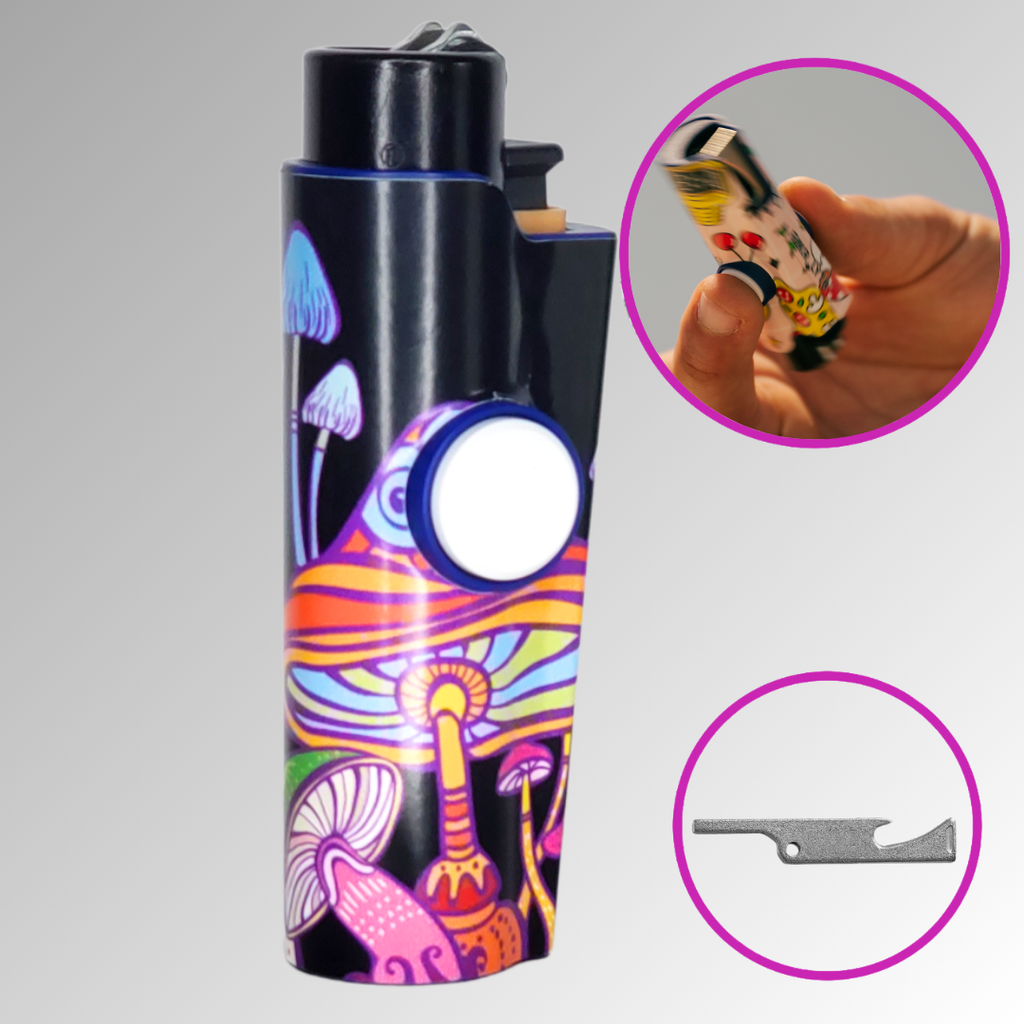 FLKR LYTR Fidget Spinner Lighter Case – Mushroom Garden Lighter Case Oasis Select