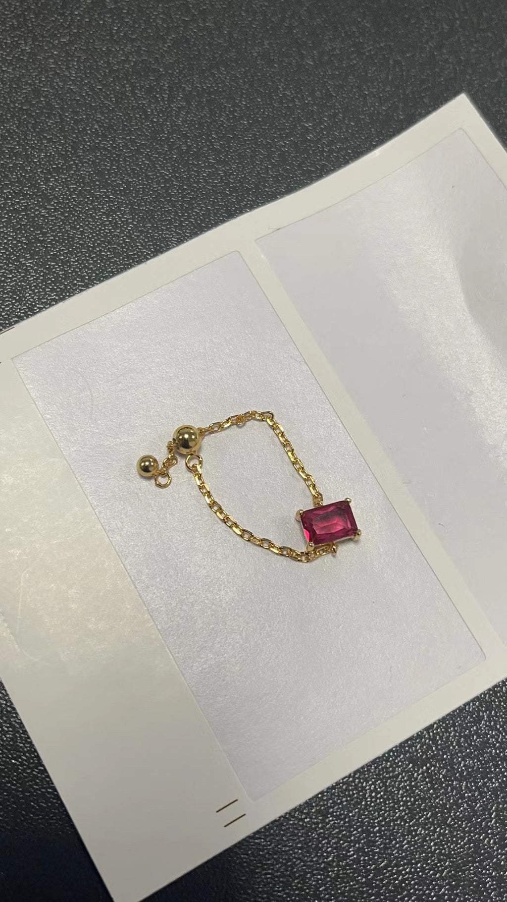 Adjustable Finger Chain Ring – Korean Style Silver Jewelry Fashion Ring Oasis Select Gold red square
