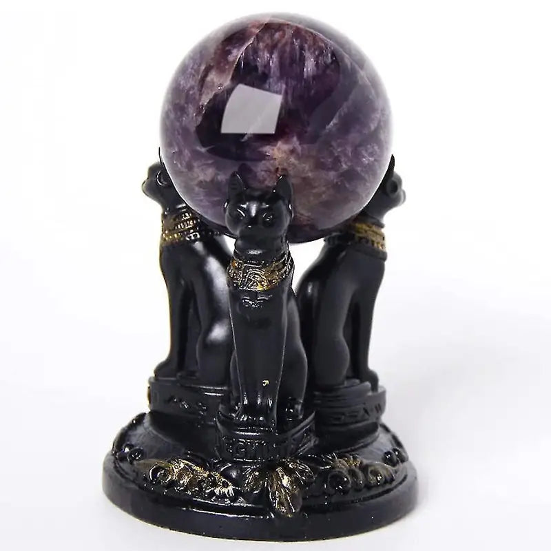 Bastet Cat Goddess Statue with Crystal Base | Egyptian Decor Decorative Figurine Oasis Select