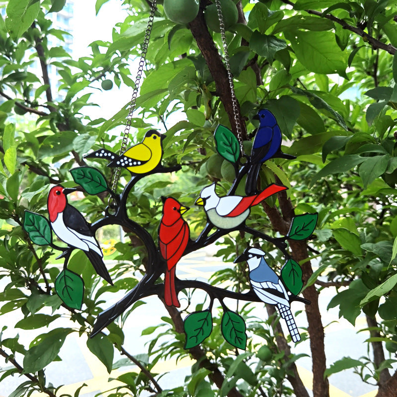 Alloy Double-Sided Oil Drip Bird Hanging Wall Decoration Hanging Wall Decoration Oasis Select Six birds A paragraph / Alloy drop oil
