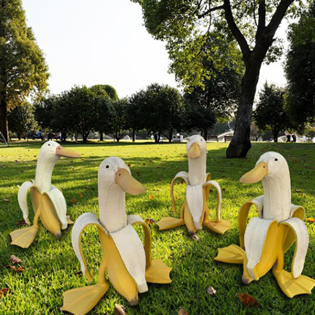 Banana Duck Garden Sculpture – Whimsical Vintage Resin Decor Garden Sculpture Oasis Select